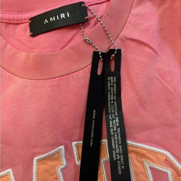 AMIRI Pink Logo T-Shirt and Shorts Set